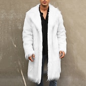 abordables Manteaux &amp; vestes-Homme Manteau d&#039;hiver Veste d&#039;Hiver Manteau en fausse fourrure Extérieur Usage quotidien Chaud Poche Automne Hiver Plein Mode Vêtement de rue Revers Normal Noir Blanche Jaune Marron Gris Claire Veste
