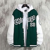 voordelige Herenjacks &amp; jassen-Voor heren Bomberjack Overgangsjack Varsity-jas Buiten Vakantie Warm Knop Zak Herfst Winter Kleurenblok Modieus Streetwear Opstaande boord Normaal Appel Groen Zwart Bordeaux Bruin Groen Jacks