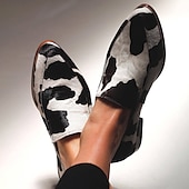 billige Slip-ons og loafers til kvinner-loafers i imitert skinn for kvinner – stilige svarte og hvite slip-on-leiligheter for fritids- og kontorklær