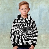 abordables Vision 3D et Géométrie du Garçon-Garçon 3D Bloc de couleur Impression 3D Graffiti Sweat à capuche manche longue 3D effet Actif basique Décontractées Enfants 4-12 ans Sport extérieur Casual du quotidien