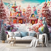 Недорогие пейзаж гобелен-candyland house подвесной гобелен настенное искусство большой гобелен фреска декор фотография фон одеяло занавеска дом спальня гостиная