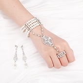preiswerte Zubehör und mehr-1920er Outfits Hochzeitsgast Damen Halloween Halloween Hochzeitsempfang Junggesellinnenabschiedsparty Erwachsene 1 Paar Ohrringe 1 Armband Ganzjahres