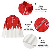 cheap Christmas Scene Sweatshirt-Men&#039;s Snowflake Christmas Scene Sweatshirts Sweatshirt Sweatshirt Pullover Quarter Zip Hoodie Long Sleeve Sweatshirt Stand Collar Fashion Cool Daily 3D Print Christmas Vacation Going out Print Spring