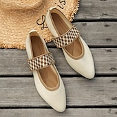 cheap Women&#039;s Flats-Women&#039;s Black Knit Mary Jane Flats – Pointed Toe Stretch Fabric Casual Shoes with Geometric Straps for Work, Travel &amp; Daily Wear