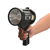 abordables Luces de trabajo-Linterna con foco recargable, foco ultrabrillante de 200000 lúmenes con soporte con 3 modos principales y 4 filtros de color, foco LED portátil para exteriores, cable USB incluido, apto para