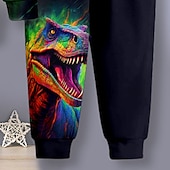 levne 3D zvířata pro chlapce-Chlapecké 3D Dinosaurus Mikina a kalhoty Sada Dlouhý rukáv 3D tisk Podzim Zima Aktivní Módní Chladný Polyester Děti 3-12 let Venkovní ulice Dovolená Běžný