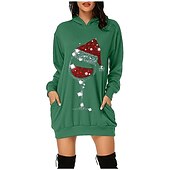 olcso Vicces karácsonyi pulóverek és pulóverek-Karácsony Mikulás Ruhák Kapucnis felsőrész Pullover Klasszikus Alap Kawaii Kompatibilitás Női Felnőttek Karácsony Újév 3D nyomtatás Hétköznapi