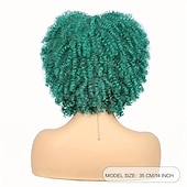 economico Parrucche trendy sintetiche-parrucche afro corte e ricce per le donne parrucca riccia crespa blu con frangia bomba capelli ricci parrucche sintetiche senza colla complete in fibra resistente al calore parrucca di Halloween di