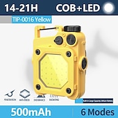 お買い得  作業灯-LEDキーチェーン懐中電灯、コブキーホルダーワークライト、ポータブルミニ充電式、6つの照明モード懐中電灯、マグネットベース付き、夜のキャンプ、緊急修理、犬の散歩用