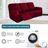 abordables Funda para sillón reclinable-Fundas reclinables impermeables, funda de sofá suave antideslizante color burdeos con bolsillo para sofá de 1/2/3/4 plazas, protector de muebles reclinables de jacquard elástico de licra lavable para