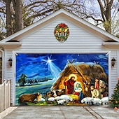 お買い得  屋外装飾-クリスマスガレージドアバナー、屋内屋外クリスマス休暇、幸せな背景、装飾カバー、クリスマス新年あけましておめでとうございますバナー、大型ドアカバー、クリスマス装飾