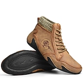 tanie Botki-męskie buty vintage z wysoką cholewką – sznurowane, codzienne buty outdoorowe z antypoślizgową podeszwą do wędrówek i codziennego noszenia