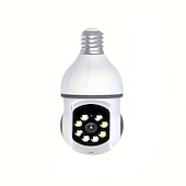 cheap Indoor IP Network Cameras-5G WIFI Surveillance 360 Rotate Auto Tracking Panoramic Camera Wireless E27 PTZ Camera CCTV IR Night Vision Motion Detection Two-Way Audio