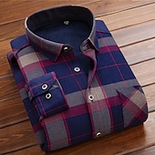 preiswerte Herren-Oberhemden-Herren Oberhemd Kariertes Hemd trachtenhemd Kragenhemd Fleece-Shirt Knopfhemd Overshirt Plaid / Karomuster Hochzeit Party A B C D Langarm Quadratischer Ausschnitt Winter Bekleidung Warm