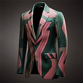 preiswerte Herren bedruckte Blazer-Herren Farbblock Geometrie Langarm Umlegekragen Geschäftlich Abstrakt Arbeit Büro-Outfit Ausgehen Knöpfe Druck Mehrere Taschen