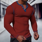 olcso Alkalmi Henley póló-Férfi Póló Gofri Henley ing Henley ing Tee Top Hosszú ujjú ing Sima Raglan Sleeve Henley Utca Vakáció Hosszú ujj Kollázs Ruházat Poliészter Divat Dizájn Alap