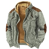 cheap Fleece Hoodie-Men's Full Zip Hoodie Zip Up Hoodie Fleece Hoodie Thick Hoodies Blue Brown Green Khaki Gray Hooded Color Block Zip Up Sports &amp; Outdoor Daily Holiday Polyester Vintage Streetwear Cool Fall Winter