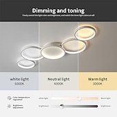 economico Lampade da soffitto-plafoniera a led dimmerabile design circolare moderno lampadario a sospensione in metallo 5 teste lampada a sospensione a led plafoniera a sospensione creativa in nero per soggiorno ristorante bar