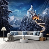 baratos tapeçaria de paisagem-castelo das maravilhas branco tapeçaria pendurada arte de parede grande tapeçaria mural decoração fotografia pano de fundo cobertor cortina casa quarto sala de estar decoração