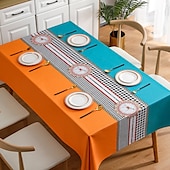 cheap Tablecloth-Waterproof Tablecloth PVC Oilproof Rectangle Table Cloth Table Cover for Party, Family Dining, Restrant