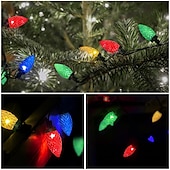 abordables Guirlandes lumineuses à brancher-lumières de Noël 16,4 pieds 50 LED C6 lumières de Noël 5 m avec fonction de synchronisation prise étanche et connectable pour la décoration de jardin de fête à la maison décorations de Noël en plein