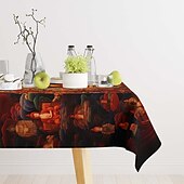 abordables Manteles-Mantel rectangular para mesa, manteles lavables resistentes a las arrugas para reuniones familiares, mesa de comedor