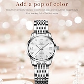 cheap Mechanical Watches-OLEVS 6673 Fashion Business Silver Stainless Steel Women Mechanical Watches Top Brand Luxury Waterproof Automatic Watch