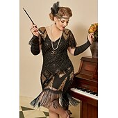 economico Outfit-Retrò Vintage Anni Ruggenti Anni 1920 Abito Flapper Vestito Abiti Il grande Gatsby Invitato al matrimonio Paillettes Frangia con nappe Taglie Forti Per donna Natale Halloween Carnevale Halloween