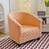 abordables Potah na křeslo a potah na křeslo-Housse de chaise club en polaire housse de chaise tonneau housse de chaise de baignoire extensible douce pour salon et chambre à coucher, protection de fauteuil lavable et amovible, protection de