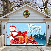 cheap Outdoor Decorations-Christmas Garage Door Banner, Indoor Outdoor Christmas Holidays, Happy Background, Decoration Cover, Christmas Happy New Year Banner, Large Door Cover, Christmas Decoration