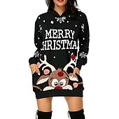 olcso Vicces karácsonyi pulóverek és pulóverek-Karácsony Mikulás Ruhák Kapucnis felsőrész Pullover Klasszikus Alap Kawaii Kompatibilitás Női Felnőttek Karácsony Újév 3D nyomtatás Hétköznapi