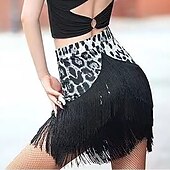 baratos Saias Latinas-Dança Latina Roupas Esportivas Saias Estampado Mocassim Cor Pura Mulheres Espetáculo Treino Alto Elastano