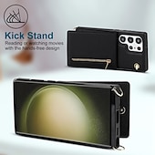 Недорогие Чехлы для Samsung-телефон Кейс для Назначение SSamsung Galaxy S24 S23 S22 S21 S20 Ultra Plus FE Note 20 Ultra 10 Plus S25 Ультра Кейс на заднюю панель Кошелек для карт со стендом Молния с ремешком ТПУ Кожа PU