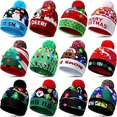 cheap Santa Hat &amp; Accessories-LED Christmas Hat Light Up Christmas Hat Unisex Knitted Beanie Holiday Hat Santa Claus Christmas Gifts Decoration