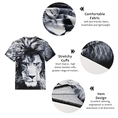 billige T-skjorter med dyreprint-Herre Grafisk Dyr Løve T skjorte Kortermet T skjorte 3D-utskrift Crew-hals Skjorte Årgang Mote Designer utendørs Daglig Sport Mørkebrun Svart Gul Vår sommer Klær S M L XL 2XL 3XL