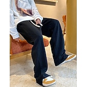 billiga Raka ben-Herr Joggingbyxor Joggare Träningsbyxor med vida ben Ficka Snörning Elastisk midja Slät Komfort Andningsfunktion Utomhus Dagligen Utekväll Mode Ledigt Svart Blå
