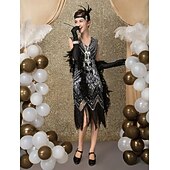 olcso Ruhák-Ordító 20-as évek 1920-as évek Térdig érő Flapper ruha Ruhák Koktélruha A nagy Gatsby Esküvői Vendég Flitter Kollázs Jelmez Női Esküvő Parti Esküvői vendég Felnőttek Hazatérő ruhák