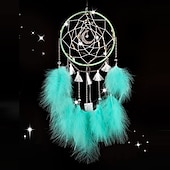 baratos Espanta-espíritos-1 peça apanhador de sonhos artesanal presente gancho de pena padrão de lua carrilhão de vento com um círculo ornamento decoração de parede estilo boho sem luz