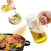 abordables Utensilios de cocina y gadgets-Rociador y dispensador de aceite de vidrio 2 en 1, 16oz para cocina, botella de aceite de oliva de 470ml, rociador de aceite para cocinar, cocina, ensalada, barbacoa