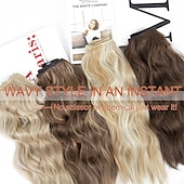 preiswerte Clip-in-Erweiterungen-Synthetische Erweiterungen Clips Synthetische Haare Lang Haar-Verlängerung Einclipsen 4 Stück Weich Hitze Resistent Flauschige Damen