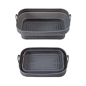 cheap Cooking Utensils-2 Pack Air Fryer Silicone Pot, Food Safe Nonstick Air Fryer Silicone, Heat Resistant, Easy Clean, Reusable Replacement Flammable Parchment Liner, Suitable for Fryer, Oven, Microwave