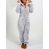 ieftine Îmbrăcăminte de dormit-pijama de pluș pentru femei, fleece, ureche de urs, hanorac roșu, pe lungime, căldură de iarnă, îmbrăcăminte confortabilă, îmbrăcăminte de dormit cu fermoar, ținute casual acasă, acasă