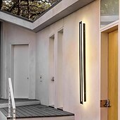 cheap Wall Sconces-Modern LED Wall Light, Indoor/Outdoor IP65 Waterproof Garden Light40/60/80/100/120cm Black Long Stripe Wall Light, Terrace Corridor Bedroom Living Room Wall Light 110-240V