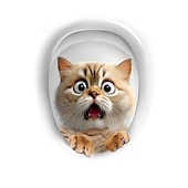 cheap Decorative Wall Stickers-Wall Mural 3D Wall Art cat Wall Poster Toilet Stickers 3D cat Wall Stickers cat Decals cat Stickers cat Toilet Girls Bedroom Toilet Decor cat Wall Decals Notebook Poster