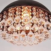 Недорогие Островные огни-Подвесная люстра с маленькими блестящими хрустальными бусинами, кованое железо, ретро-индустриальный стиль, с одной регулируемой цепочкой, черный 110-240В