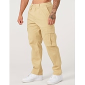 Недорогие Брюки карго-Муж. Брюки карго Брюки-карго Карман Полотняное плетение Комфорт Дышащий на открытом воздухе Повседневные На выход Мода На каждый день Черный Военно-зеленный