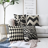 billiga geometrisk stil-svart vit dubbelsidigt kuddfodral 1 st mjukt kuddfodral kuddfodral örngott för soffa sovrum vardagsrum överlägsen kvalitet maskintvättbar utomhusdyna för soffa soffa stol