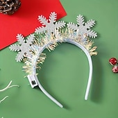 abordables Luces de regalo de Navidad-banda para el cabello con luz LED de Navidad, diadema con muleta brillante, banda para el cabello con copo de nieve de árbol de Navidad, sombreros con luz intermitente de cuerno de ciervo