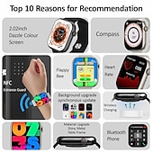 cheap Smartwatch-HK9 PRO MAX Smart Watch 2.02 inch Smartwatch Fitness Running Watch Bluetooth Pedometer Call Reminder Fitness Tracker Compatible with Android iOS Women Men Long Standby Hands-Free Calls Message