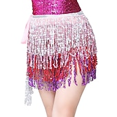 cheap Great Gatsby-Women Sequin Hip Skirt Fringe Tassel Wrap Scarf Party Rave Festival Outfit Halloween Belly Dance Costume Party Club